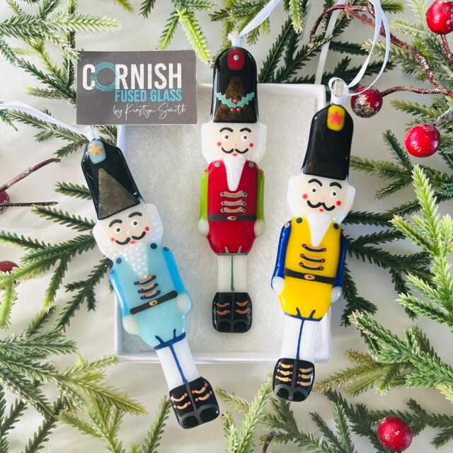 Fused Glass Nut Cracker Toy Solider Christmas Decoration, Tree Decor, Cornish Fused Glass - image 1