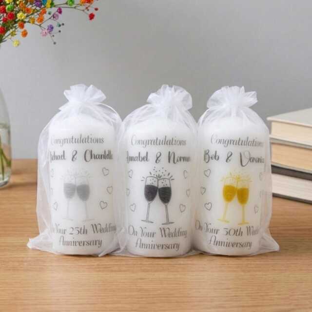 Personalised Champagne Glass Anniversary Candle 25Th 50Th 60Th 75Th Couple Gift Engagement D??cor - image 1