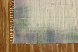 Handmade Beige Cotton Runner Rug, Block Printed Boho Style - thumbnail 1