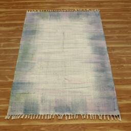 Handmade Beige Cotton Runner Rug, Block Printed Boho Style - thumbnail 2