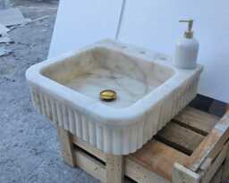 Calacatta Gold Marble Sink, Bathroom Wall Mount Powder Room Sink, Custom Size Sink
