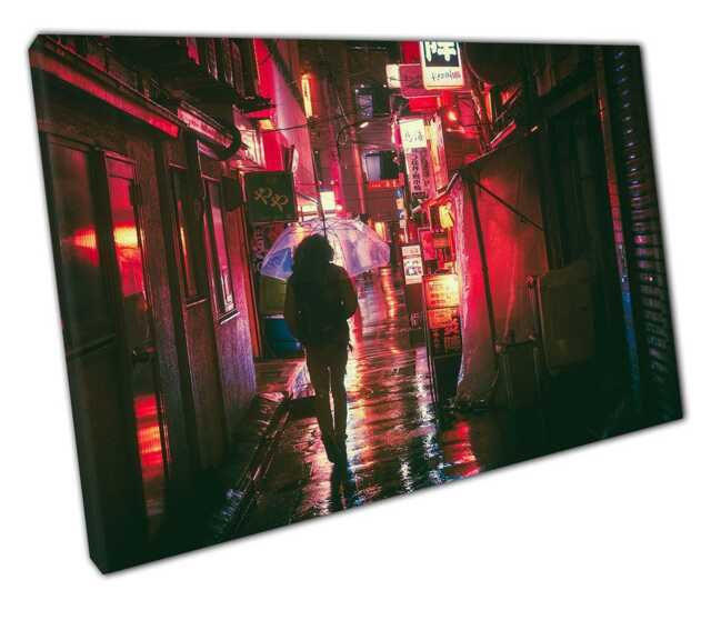Urban Cityscape Canvas Art Ready To Hang Red Street Scene For Home Office D??cor - image 1
