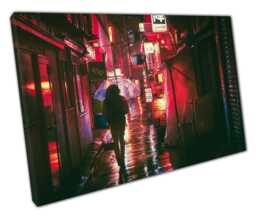 Urban Cityscape Canvas Art Ready To Hang Red Street Scene For Home Office D??cor - thumbnail 1