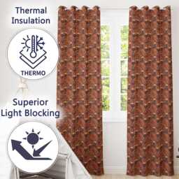 Boho Ceramic Pots & Plants Seamless Pattern Warm Earthy Decor Readymade Eyelet Ring Top Thermal 100% Blackout Curtains - thumbnail 3