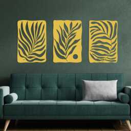 Set Of 3 Metal Leaf Wall Art, Modern Botanical Decor, Nature Triptych Sign - thumbnail 3