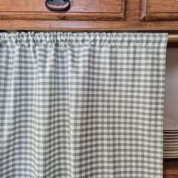 Gingham Rod Pocket Curtains Sink Skirt, Checkered For Bathroom, Hanging Small Windows, Header Drapes Light Filtering Valances - thumbnail 2