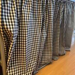 Gingham Rod Pocket Curtains Sink Skirt, Checkered For Bathroom, Hanging Small Windows, Header Drapes Light Filtering Valances - thumbnail 1
