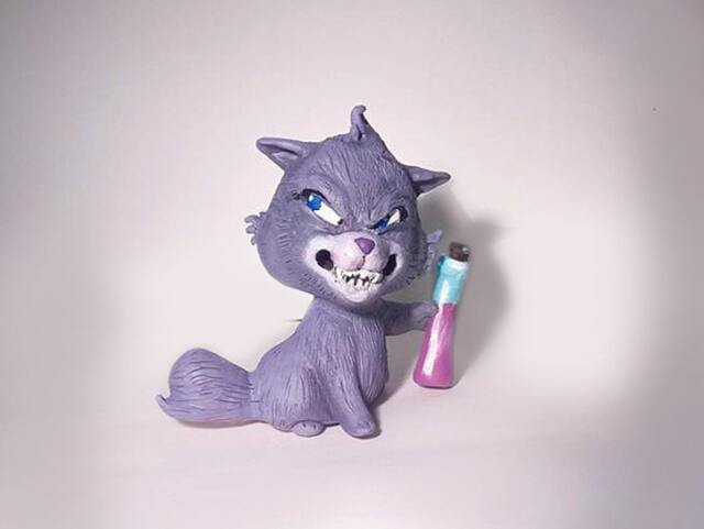 Emperor - Yzma Cat. Handmade Polymer Clay Action Figure. Unique Collectible