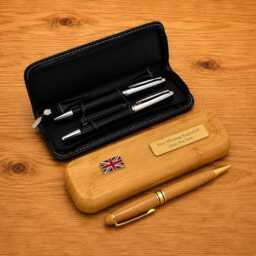 Flags Of The World Luxury Wooden Or Leatherette Pen Case With Matching Free Engraving Union Jack Ireland Italy Gift - thumbnail 1