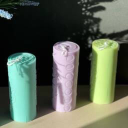 Mandala Yin & Yang Moon Star Pillar Candles - Unique Novelty Gift Gifting Candle Mind Spirituality - thumbnail 2