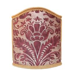 Venetian Lamp Shade Fortuny Fabric Deep Burgundy & Gold Caravaggio Pattern Half Lampshade - Handmade in Italy - thumbnail 1
