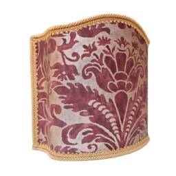 Venetian Lamp Shade Fortuny Fabric Deep Burgundy & Gold Caravaggio Pattern Half Lampshade - Handmade in Italy - thumbnail 3
