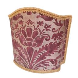 Venetian Lamp Shade Fortuny Fabric Deep Burgundy & Gold Caravaggio Pattern Half Lampshade - Handmade in Italy - thumbnail 2