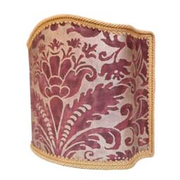 Venetian Lamp Shade Fortuny Fabric Deep Burgundy & Gold Caravaggio Pattern Half Lampshade - Handmade in Italy - thumbnail 4