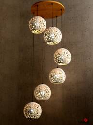 Sculptural Organic Ceramic Chandelier, Textured Contemporary Interior Accent - Naaya Coral Rock