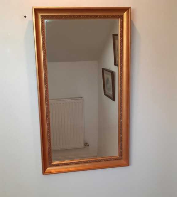 Vintage Rectangular Wall Mirror Gilt Wood Frame - image 1