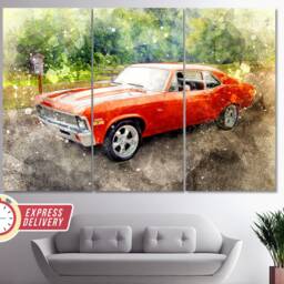Vintage Chevy Nova Canvas Print, Chevrolet Muscle Car Wall Art, Poster, Sport Canvas, Photo - thumbnail 3
