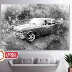 Vintage Chevy Nova Canvas Print, Chevrolet Muscle Car Wall Art, Poster, Sport Canvas, Photo - thumbnail 2