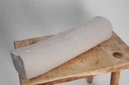 Light Grey Linen Bolster Pillow, Roll Neck Grey Buckwheat 5'x20'/13x50cm Roll Pillow - thumbnail 1