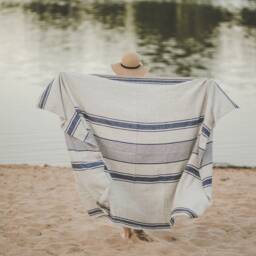 Linen Beach Towel, French Style Linen Blanket, Washed Picnic Vintage Throw Summer Towel - thumbnail 4
