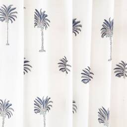 Palm Tree Print Curtains White Bohemian Sheer Voile Panels - Set Of 2 - thumbnail 3