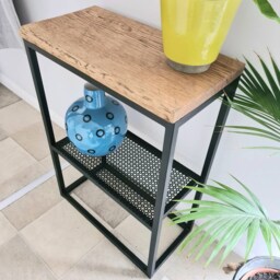 Oak & Steel Side Table - Industrial Style Hallway Furniture - thumbnail 2