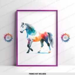 Custom Horse Wall Art - Set Of 3 Prints - Vibrant Pony Print Girl Bedroom Poster Kid Nursery Playroom Artwork Personalised Horsey Gift - thumbnail 3