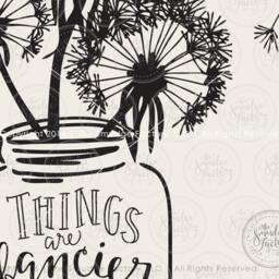 Dandelion Mason Jar Print, Hand Lettered Wall Art - Digital Download - thumbnail 3