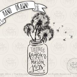 Dandelion Mason Jar Print, Hand Lettered Wall Art - Digital Download - thumbnail 2