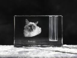 Birman , Crystal Pen Holder With Cat, Souvenir, Decoration, Limited Edition, Collection - thumbnail 1