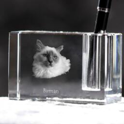 Birman , Crystal Pen Holder With Cat, Souvenir, Decoration, Limited Edition, Collection - thumbnail 2