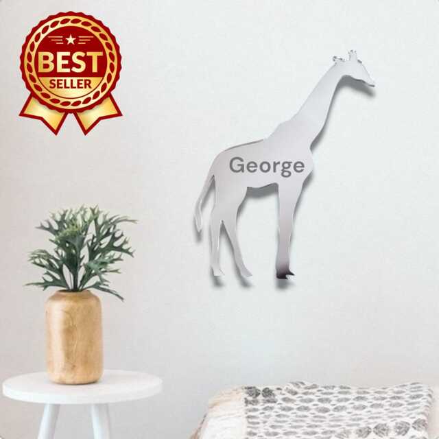 Giraffe Acrylic Mirror Wall Art Personalized Engraved Decor - image 1