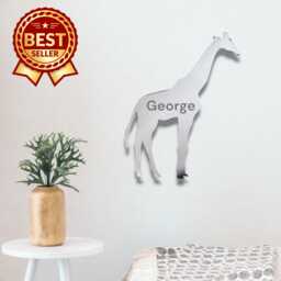 Giraffe Acrylic Mirror Wall Art Personalized Engraved Decor
