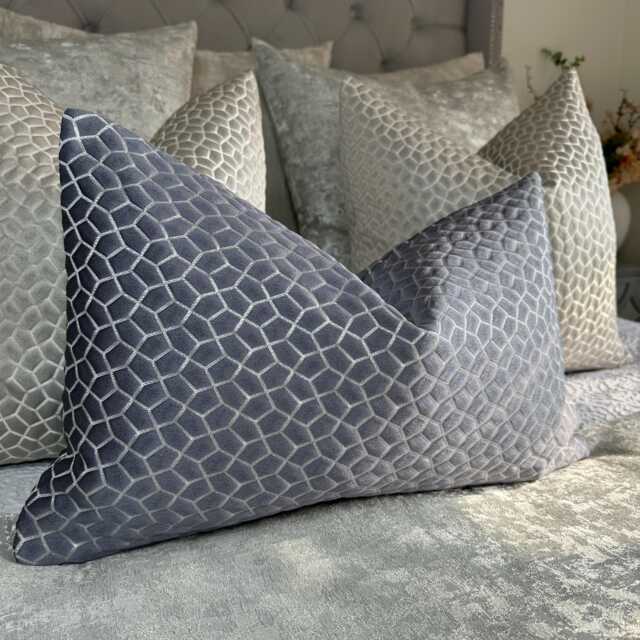 Geometric Textured Cushion Cover, Prestigious Textiles Origami Midnight Design For Sofa & Bed , All Sizes - Bespoke Pillow Cover - image 1