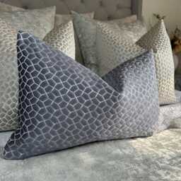 Geometric Textured Cushion Cover, Prestigious Textiles Origami Midnight Design For Sofa & Bed , All Sizes - Bespoke Pillow Cover - thumbnail 1
