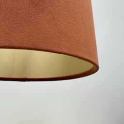 Burnt Orange Velvet Drum Lampshade, Double Sided Lampshade With Lemon Yellow Cotton Interior - thumbnail 2
