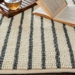 Hand Woven , Handmade Carpet Modern Style New Zealand Wool Indoor Rug. Entryway Or Runner Off White - Therugbasket - thumbnail 2
