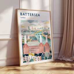 Battersea Power Station Print London Travel Poster, UK City Wall Art - thumbnail 3