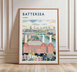 Battersea Power Station Print London Travel Poster, UK City Wall Art - thumbnail 1