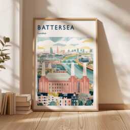 Battersea Power Station Print London Travel Poster, UK City Wall Art - thumbnail 2