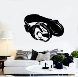 Wall Vinyl Music Headphones Head Phones Guaranteed Quality Decal Mural Art 1532Dz - thumbnail 1