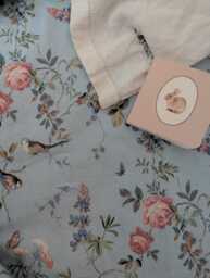 Blue Floral Fitted Crib Sheet Vintage Chintz Cotton Bedding