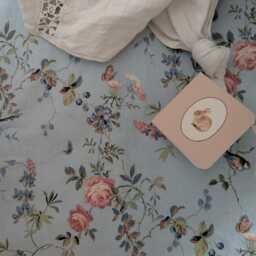 Blue Floral Fitted Crib Sheet Vintage Chintz Cotton Bedding - thumbnail 3