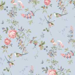 Blue Floral Fitted Crib Sheet Vintage Chintz Cotton Bedding - thumbnail 2