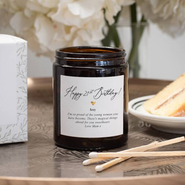 Personalised 21st Birthday Candle - Thoughtful, Unique, Gift - image 1