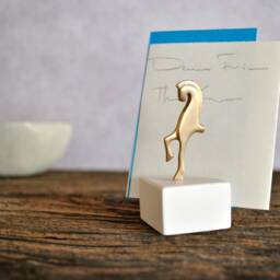 Bronze Horse Statuette Minimalist Desk Business Card Holder - thumbnail 2