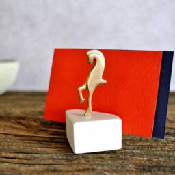 Bronze Horse Statuette Minimalist Desk Business Card Holder - thumbnail 3