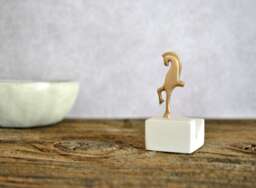 Bronze Horse Statuette Minimalist Desk Business Card Holder