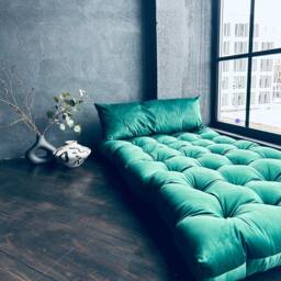 Tufted Velvet Floor Pillow Cozy Reading Nook Cushion, Custom Size - thumbnail 2