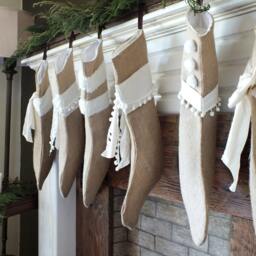 Burlap Stockings, Set Of 6 Stockings, Family Holiday Usa Made Name Christmas Tag Stockings - thumbnail 3